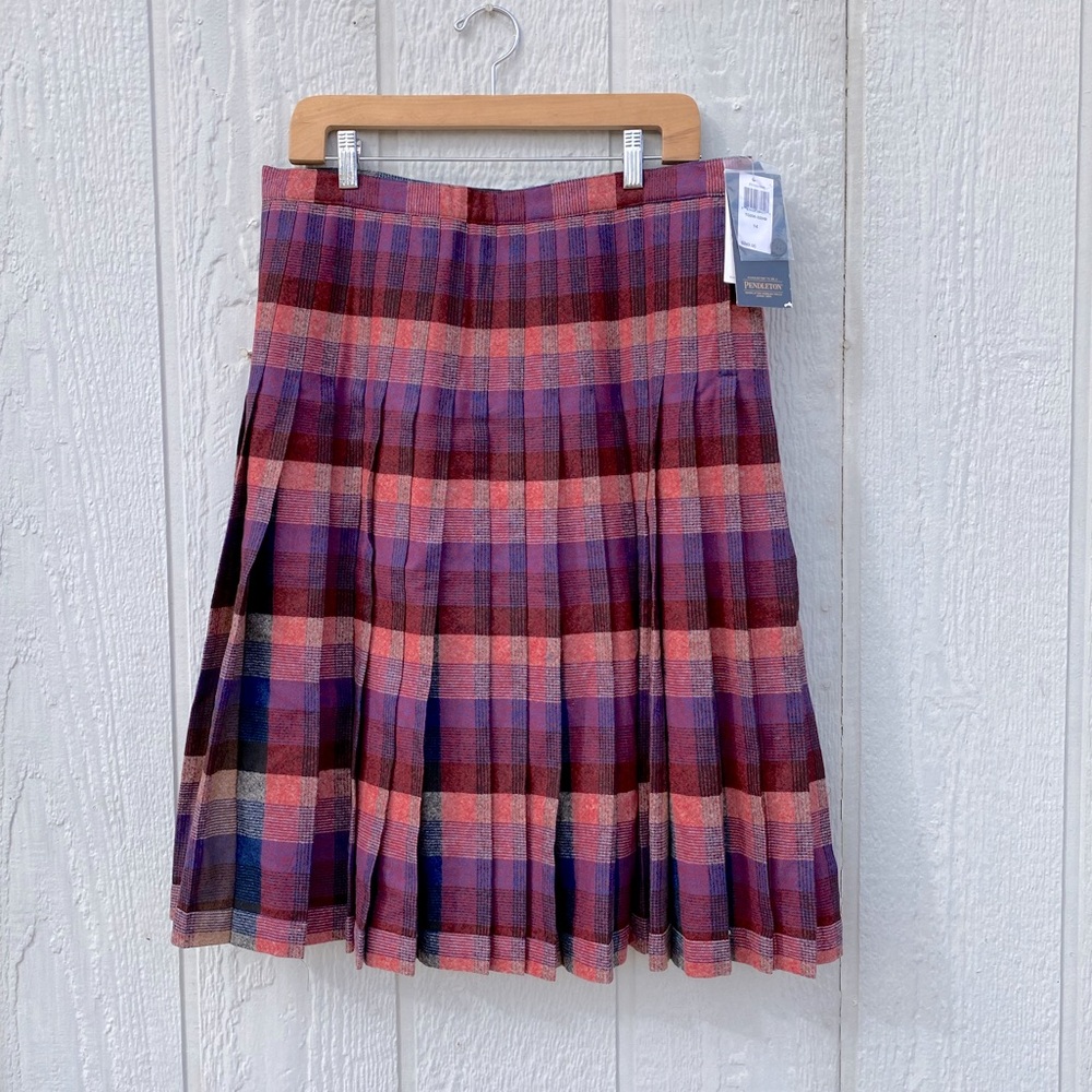 NWT Pendleton Classic Pleated Plaid Wool Skirt
